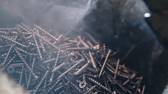 A Slide of Galvanized Selftapping Screws at the Factory