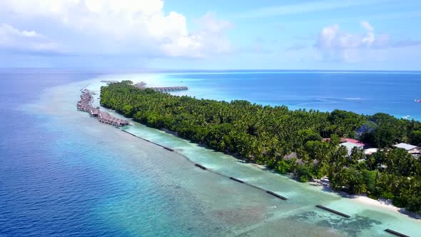 Drone aerial abstract of tropical sea view beach break by blue lagoon and sand background