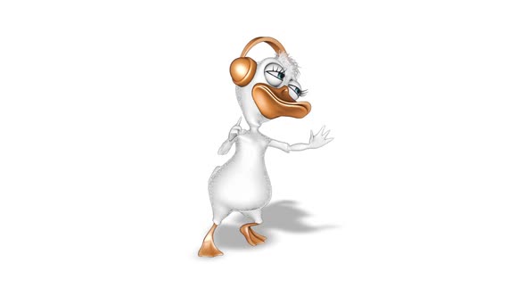 Cartoon Duck Dance  Looped on White
