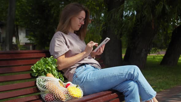 Woman resting after shopping