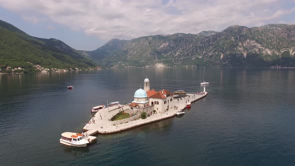 Panorama of the Church of Our Lady on the Rocks on the Island of Gospa Od Skrpjela