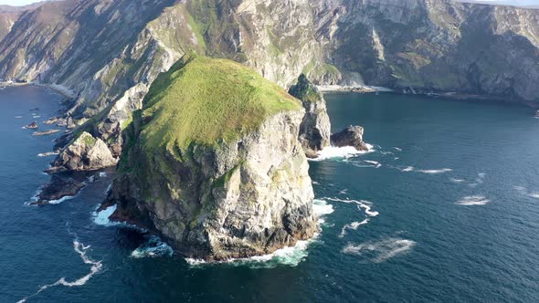 Aerial View of Tormore Island By Port Between Ardara and Glencolumbkille in County Donegal The