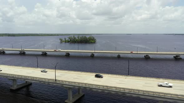 Aerial Footage Edison Bridge Fort Myers Florida Usa