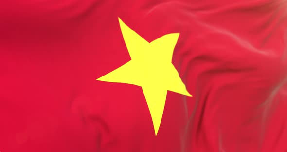 Realistic Vietnam Flag Close-up 4K Loop