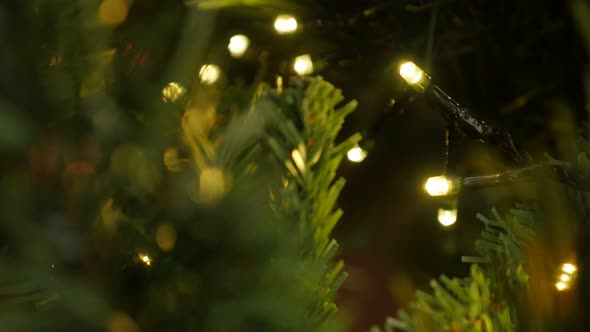 Shallow DOF Christmas warm color light blinks  4K 2160p UHD footage - Sparkling of fairy lights on  