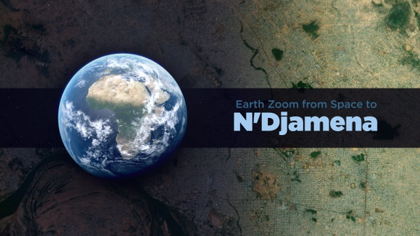 N'Djamena (Chad) Earth Zoom to the City from Space