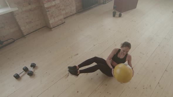 Sports Woman At Abs Workout With Ball