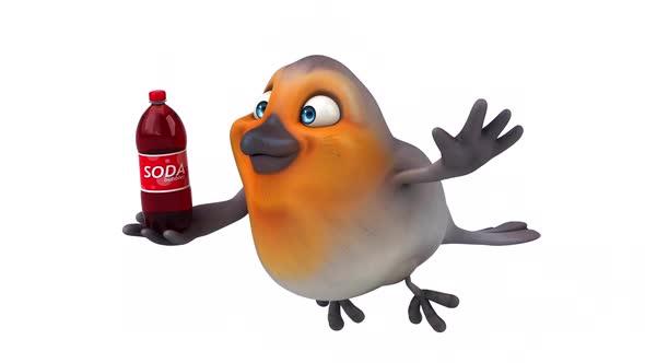 Fun 3D cartoon red robin with alpha