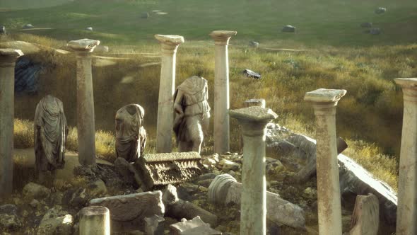 Old Roman Temple Ruins at Sunset