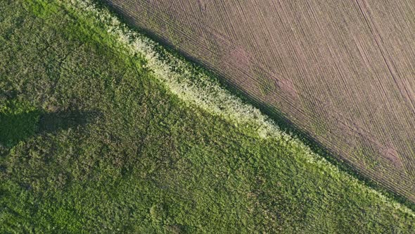 Aerial View of Countryside Landscape Farmland