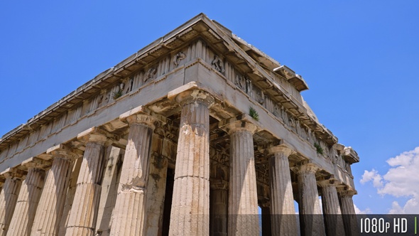 Parallax of the Temple of Hephaestus Front Facade, Ancient Agora of Athens, Greece