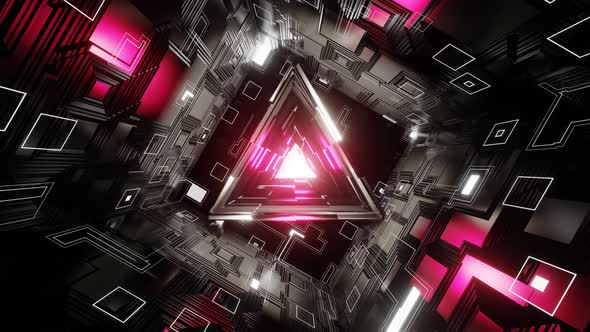 4K 3D animation. Abstract futuristic geometric shapes background