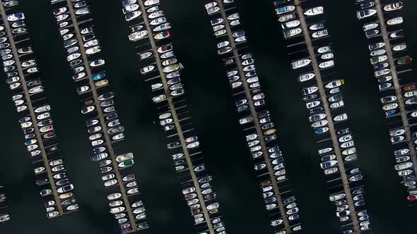 Aerial view of boats in the marina of Stavanger, summertime