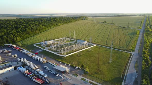 Industrial Factories And Buildings. Industrial estate land development aerial view