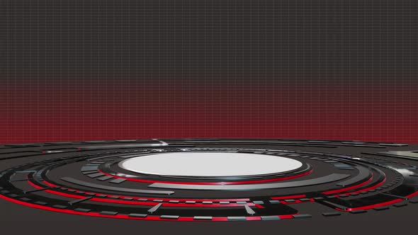 Red Podium Empty. Futuristic And Innovation Background Concept, 3D Render