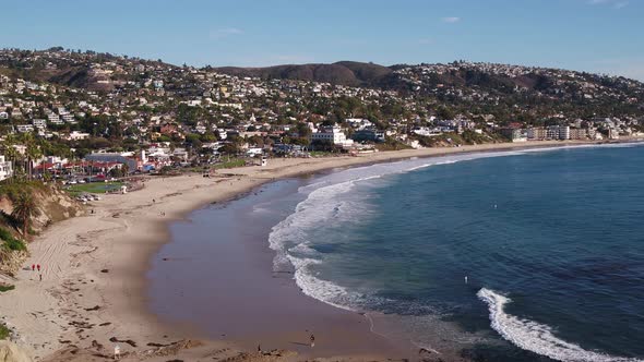 Aerial over Laguna Beach on a sunny day