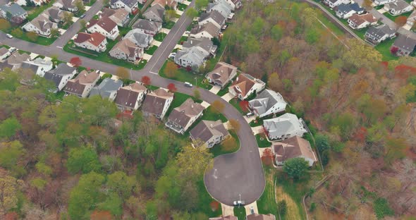 Aerial Over View Beautiful Small Green Town in Monroe New Jersey Seasonal American Landscape