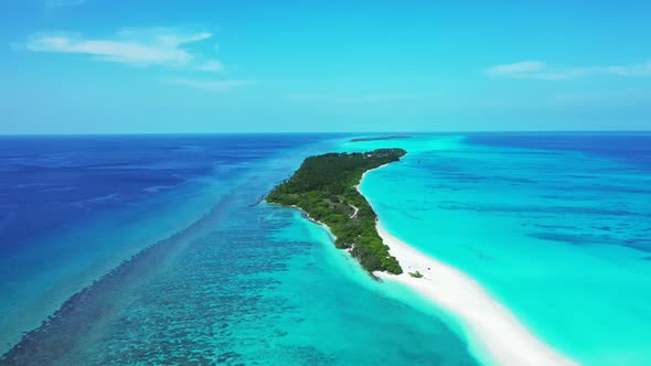 Aerial top view sky of paradise seashore beach break by blue ocean and white sand background of a da
