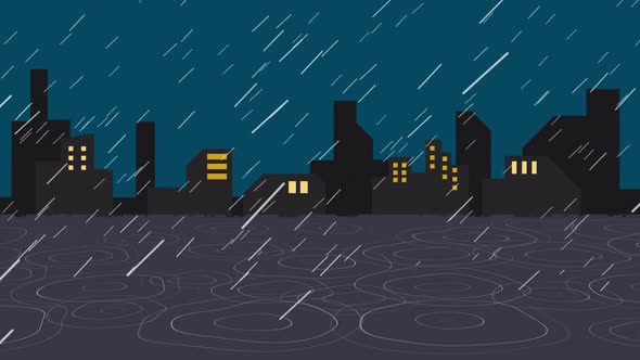 Background of a City on a Raining Night