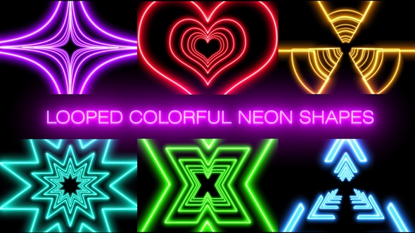 Looped Colorful Neon Shapes Part 2