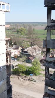 Vertical Video of a Destroyed Building in Borodyanka Ukraine