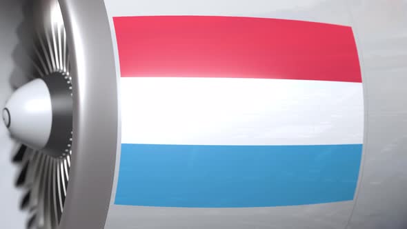 Flying Flag of Luxembourg on Airliner Tourbine