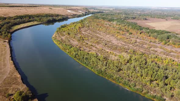 Flying Over a Large River on a Quadrocopter