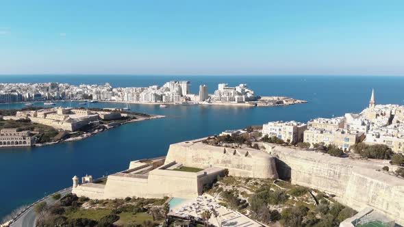 St. John's Bastion and Valletta Ditch, Malta. Aerial view