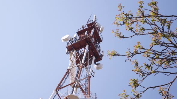 Transmission Tower on Sunny Spring Day