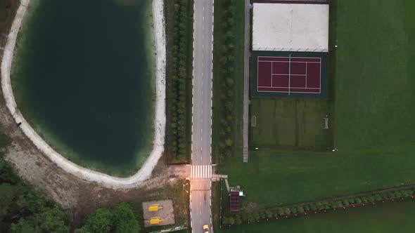 A View From Above at the Cottage Village Recreation Areas Road Lake Sports Grounds Tennis Volleyball