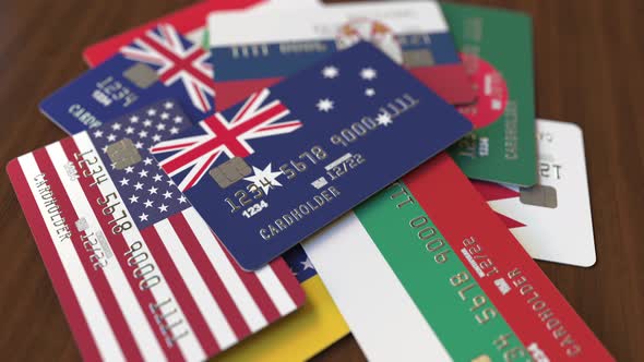 Emphasized Bank Card with Flag of Australia alt