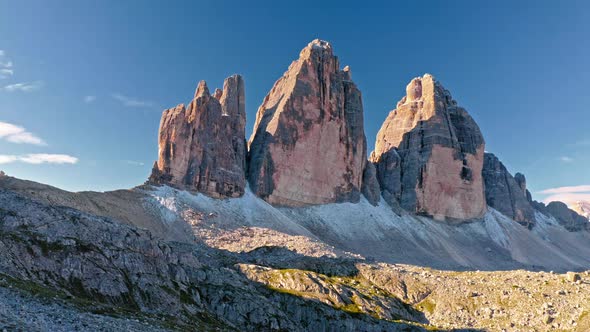 Wonderful view to Tre Cime di Lavaredo in Dolomites