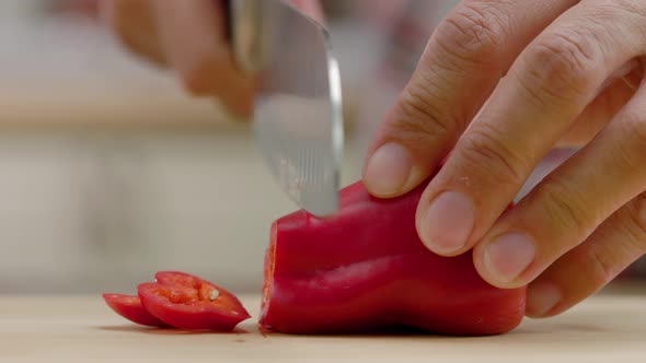 Delicious Food Chef Hands Cuts Vegetables Knife