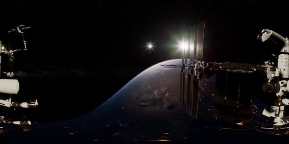Timelapse ISS in Virtual Reality 360 Degree Video. International Space Station alt