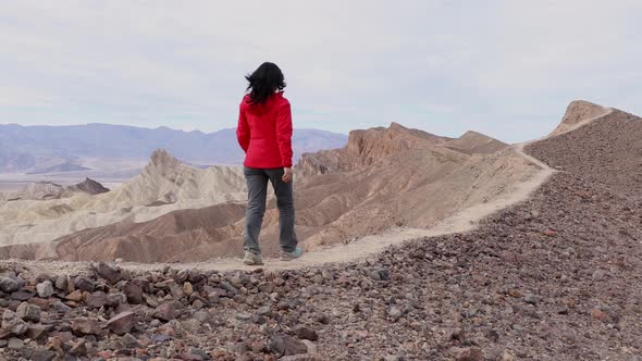 Asian Woman Hiking In Death Valley