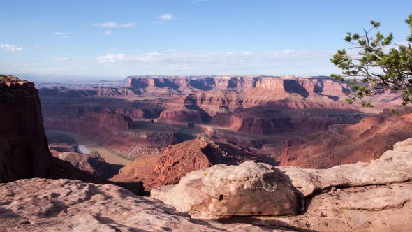 Timelapse on slider looking over Dead Horse Point canyonlands in Moab, Utah