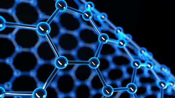 Blue nanotubes nanostructure loopable animation. Science research and technology