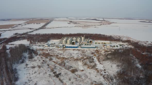 Drone View of the Agricultural Complex on a Winter Morning