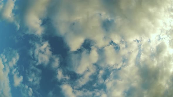 Timelapse of Rolling Big White Clouds on the Blue Sky.