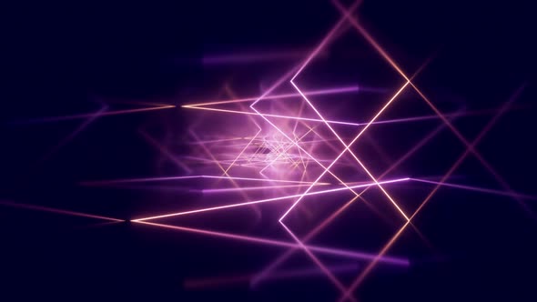 Loop animation in glowing neon lines tunnel