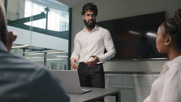 Arab Indian Bearded Businessman Mentor Boss Male Leader Man Report Share Idea Startup Project