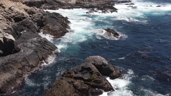 Aerial of the rugged coastline in California