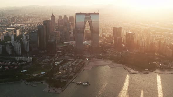 CBD buildings by Jinji Lake in Suzhou