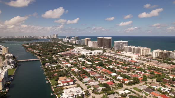 5k aerial establisher Miami Beach Bal Harbour upscale neighborhood