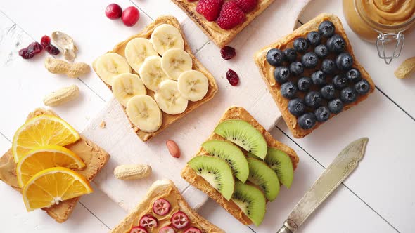 Assortment of Healthy Fresh Breakfast Toasts