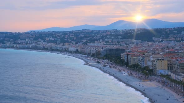 Picturesque View of Nice, France on Sunset