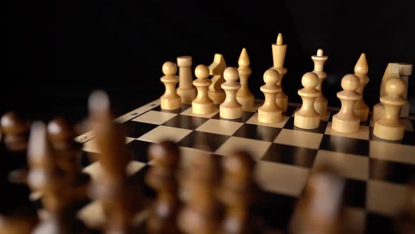 Closeup of Chess on a Black Background