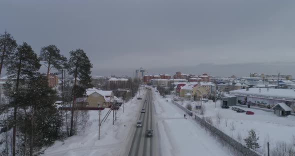 Aerial view of winter city 06