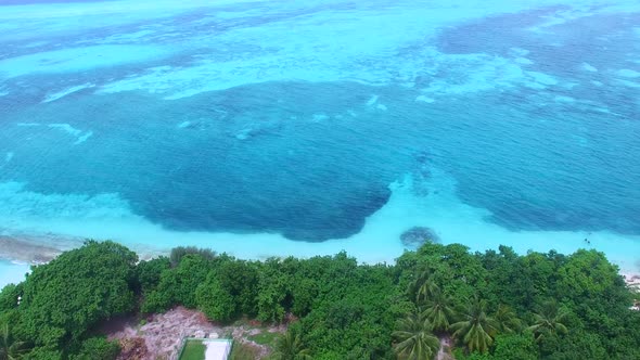 Drone view nature of tropical lagoon beach by ocean and sand background