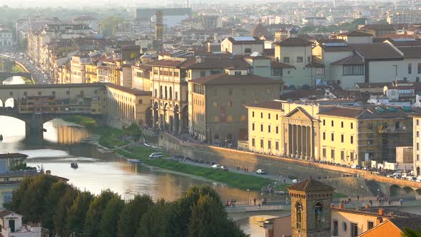 Florence Skyline  Ponte Vecchio Bridge Italy